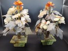 Pair Of Antique 8 1 2  Tall Asian Hardstone Floral Arrangement    2