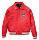 Mens Avirex Red Real Bomber American Flight Jacket Leather Jacket  Fast Shipping