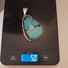 Huge Vintage Navajo Sterling Silver Sleeping Beauty Turquoise Pendant Signed 
