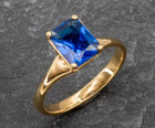 3 00 Ct Emerald Cut Natural Sapphire And Diamond Ring 14k Yellow Gold Size 8