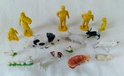 Vintage Mcm Mixed Lot 16 Farm Family Yellow Rubber Auburn Animals Plastic Marx