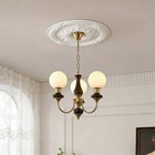 25 59 Inch Ceiling Medallion Decorative  Round White Plaster Carved Lamp Plate