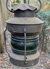 Antique 6    Nautical Lantern W  Green Glass Anchor Ship 
