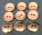Set Of 9 Gold   Peach Two Hole Vintage Buttons 13 16  Inch