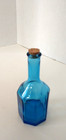 Blue Glass Cork Bottle Octagon Wheaton Nj Vtg Apothecary Potion Medicine Decor