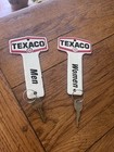 Set Of 2 Texaco Gas Station Restroom Key Porcelain Sign Men Women