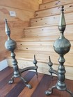 Set Of Large Fireplace Brass   Iron Andirons 24  Tall With Claw Feet   Heavy