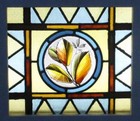 Victorian English Leaded Stained Glass Window Hand Painted 16 5  X 15 5 