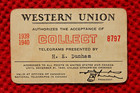1939 1940 Western Union Telegraph Company Annual Pass Wu United States Telegrams