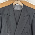 Vtg Double Breasted Suit Mens 40r Gray 100  Wool Pants 32x30 6x1 Pleated Front