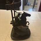 Delaware Park Bronze Jockey Race Horse Gate Sculpture Marble Base Equestrian
