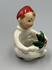Vintage Napco Pixie Porcelain Christmas Elf Sitter Candle Hugger Figurine Cx4368