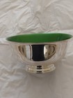 Vtg 50 s Mcm Reed   Barton Silver Plate W green Enamel Paul Revere 1120 Bowl