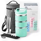 3-tier Insulated Stainless Steel Bento Lunch Box With Bag 43oz