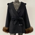 Fox Fur Sleeve Short Double-sided Wool Coat Lapel Korean Womens Jacket Outwear