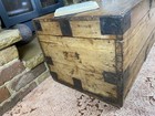 Old Antique Pine Chest  Vintage Wooden Storage Trunk  Blanket Box  Coffee Table 