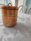 Vintage Solid Copper   Brass Sugar Jar - Nickel Lined W  Aged Patina 7 5   x6   
