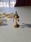 6 Vintage Dollhouse Miniature Gold Fireplace Tools W  Stand 1 12 Scale 4 Pc Set 