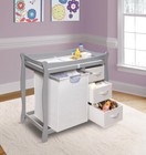 Sleigh Style Baby Changing Table W  Laundry Hamper And 3 Storage Baskets  Gray