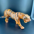 Large Vtg Leather Wrapped Paper Mache Hand Painted Tiger Sculpture Glass Eyes