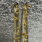 2 Vintage Lucite Taper Candles 11 5    Clear Acrylic Mcm Gold Foil Flakes