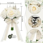 8 5  Cream Rose Wedding Bouquet - 15 Faux Flowers For Bride
