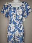 Anthropologie Kindred Ps Blue Floral Dress Elastic Waist On Off The Shoulder