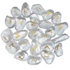 Clear Quartz Rune Crystal Stones Set Elder Futhark Reiki Healing Gemstone 25 Pcs
