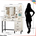 Vanity Makeup Table Set Dressing Desk With 11 Led Lighted Mirror And 5 Drawers