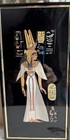 Vintage Pair Egyptian Papyrus Paintings King Tut Queen Nefertari Black Framed