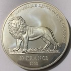 2002 Congo 10 Francs African Lion   Verney L Camereon 1 Oz  999 Silver