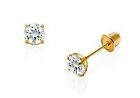 1 8mm Genuine Baby Diamond Stud Screw Back Earrings In 10k Solid Yellow Gold