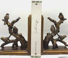 Vintage Cast Iron   Wood Birds On Branch Bookends Gold Rustic Nature Decor