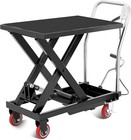 Hydraulic Lift Table Cart 330 500 1100lbs Single Scissor 4 Wheels   Non-slip Pad