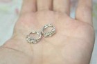 925 Sterling Silver Women Jewelry Small Hoop Elegant Crystal Ear Stud Earrings