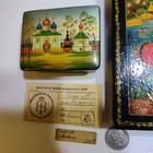 Two Vintage Russian Fedoskino Lacquer Box Hand Painted Signed