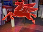 Antique Vintage Old Style Led Neon Mobil Pegasus Gas Oil Service Sign 41x67   