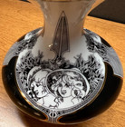 Hollohaza Pottery Vase 1831-30  Hungary  Black-white-gold