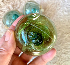 Set Of 4 Rare Japanese Antique Glass Fishing Floats With Katakana Marks