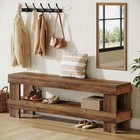 59-inch Farmhouse Entryway Bench  2-tier Narrow Long Shoe Bench Seat For Hallway