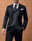 3pcs Black Men s Suits Peak Lapel Slim Fit Business Tuxedos Wedding Groom Blazer