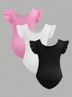Toddler Girls 3pc Ruffle Sleeve Gymnastics Leotard Set     Soft   Cute 5y