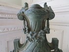 Old Cast Iron Metal Architectural French Standing Pediment Swags Flowers Green