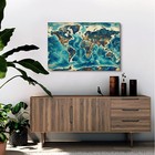Vintage World Map Poster Canvas Print Ocean Teal Earth Wall Art Decor