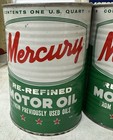 3 Lot Vintage Mercury Refined Motor Oil Old Metal Collectible Can One Quart Bank
