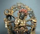 10 4 old Tibet Buddhism Bronze Gilt 6 Arms Mahakala Wrathful Deity Buddha Statue