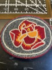 Native American Beaded Belt Buckle Silver With Red And Red Rose  beautiful  