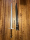 Hand-and-a-half Sword Steel Crossguard  Pommel  Leather-wrapped Wood Scabbard 