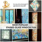 Stained Glass Window Film Uv Sun Blocking Window Privacy Cover For Home Bathroom