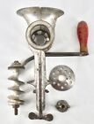 Antique Regal   4 Meat Grinder Cast Iron Table Top Red Wood Handle